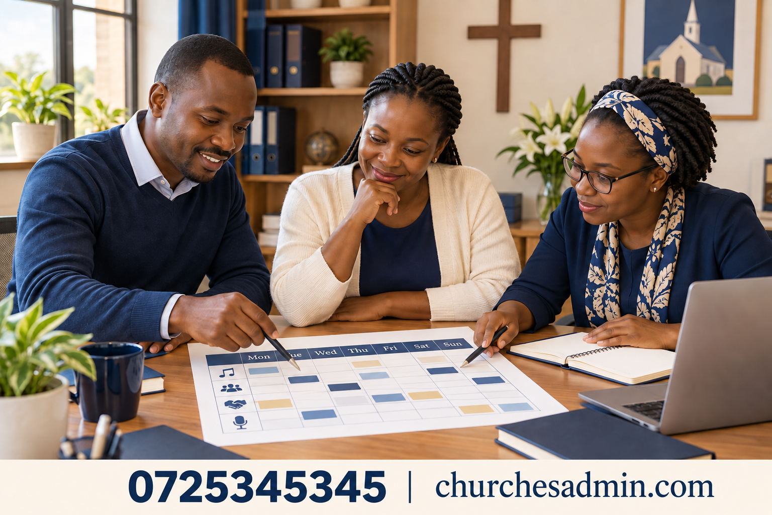 church volunteer rota: illustrative church administration scene