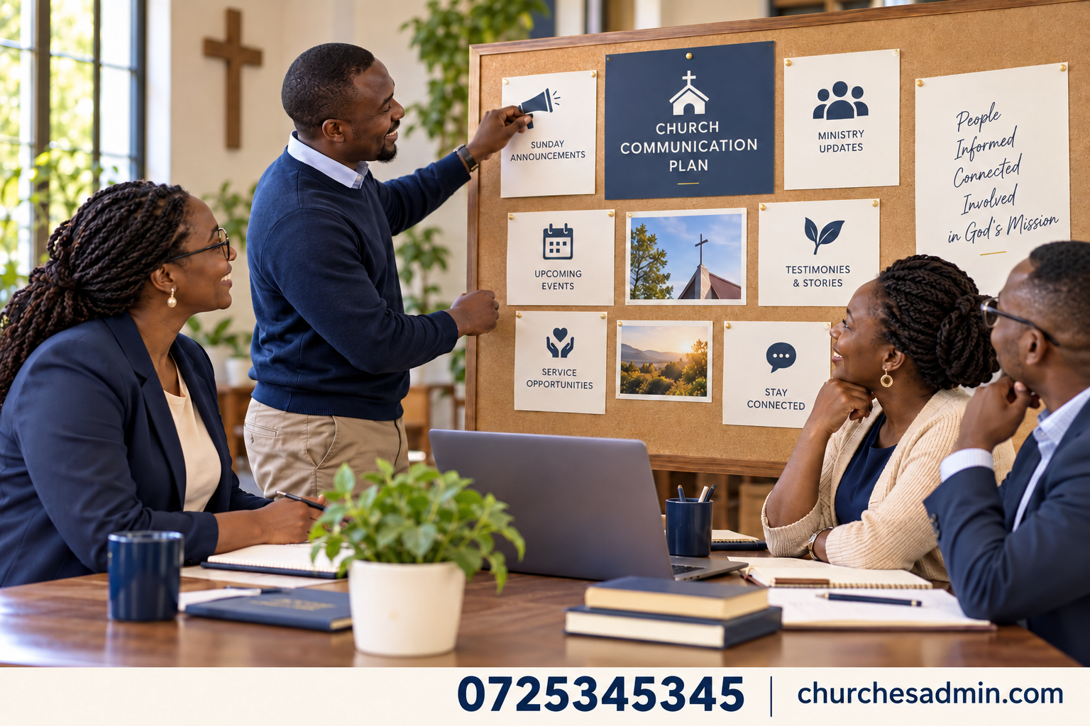 church communication plan: illustrative church administration scene