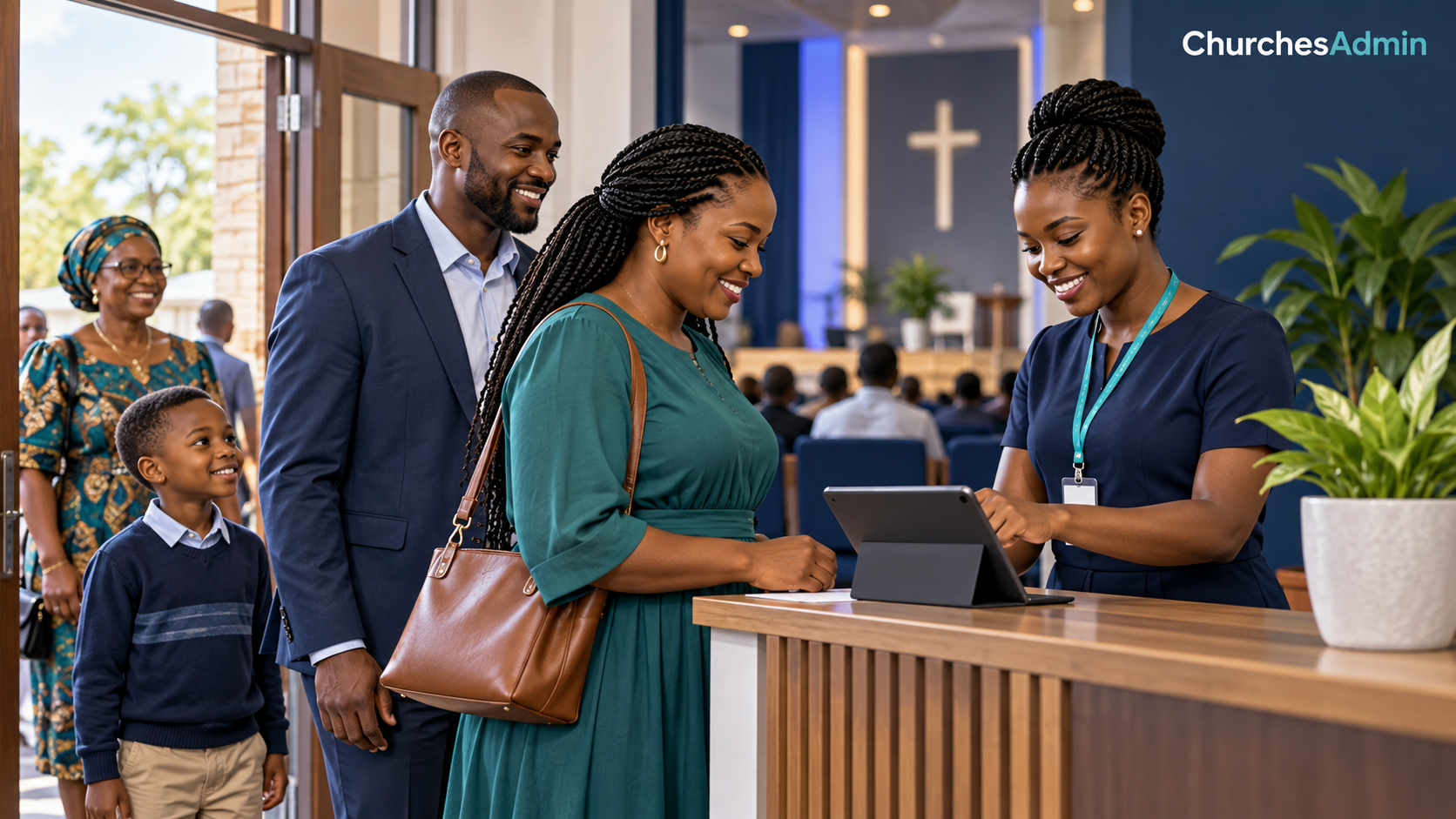 Church administration and team handover illustration