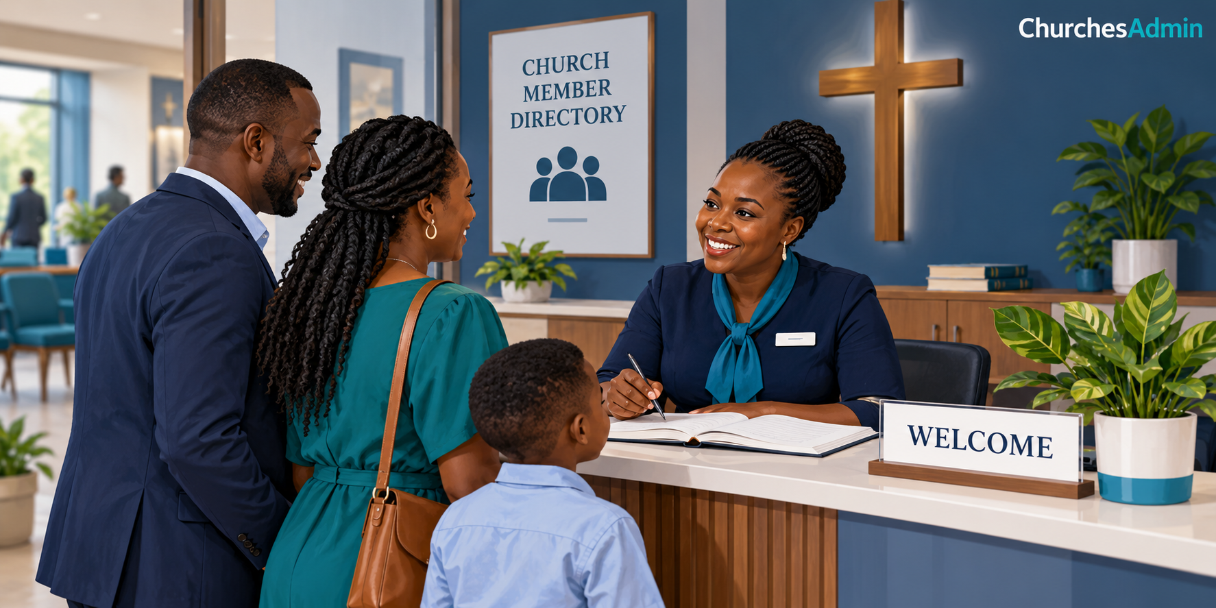 Church administration and team handover illustration