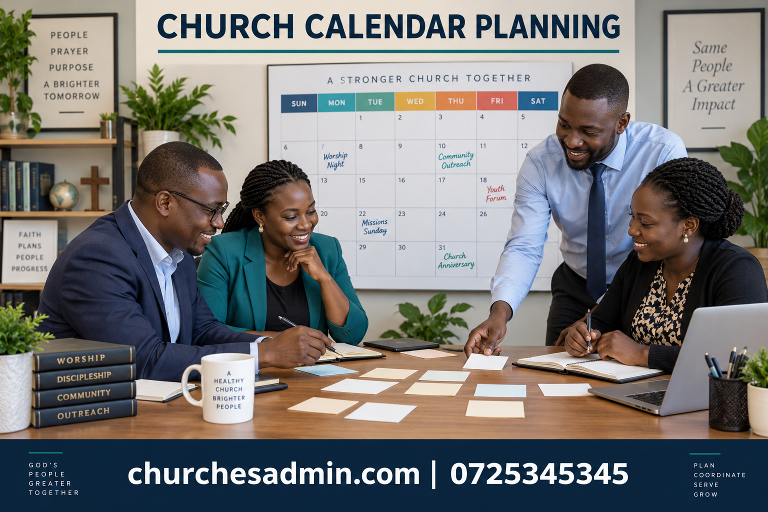 church calendar planning illustrated with a Kenyan church administration team