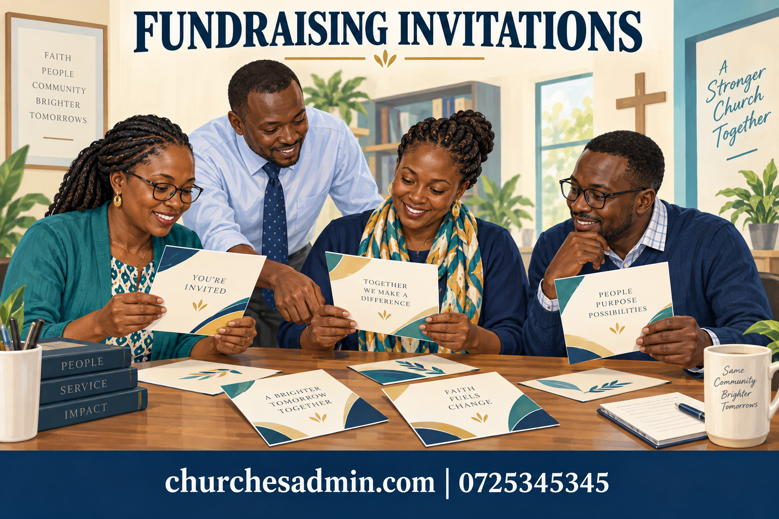 church fundraising invitation cards planning illustration
