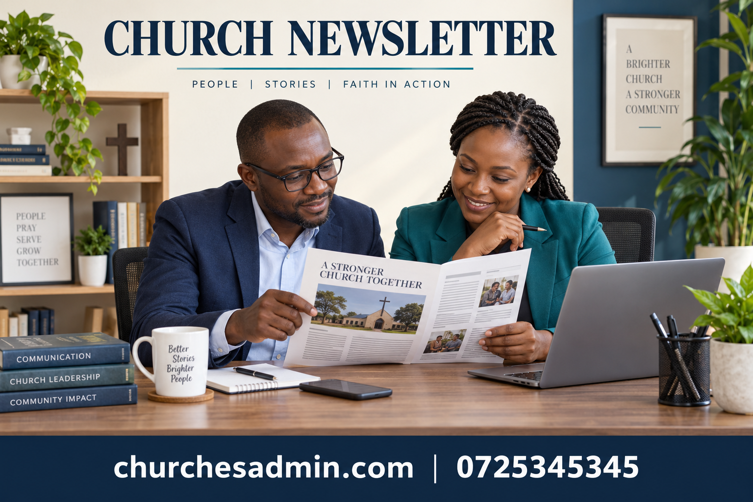 church newsletter illustrated with a Kenyan church administration team